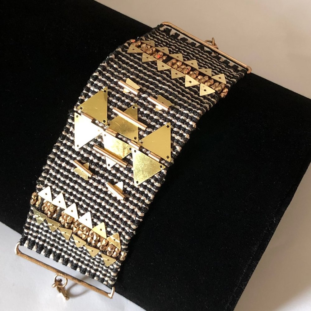 Black and White Aztec Cloth Bracelet